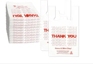Thank You Bags, 1000 Pcs, White Plastic, 11.5X6.5x22, Retail Shopping & Merchandising Bags