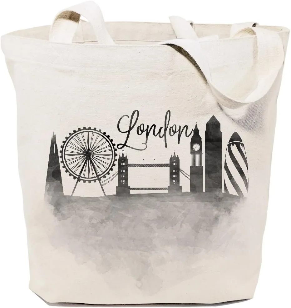 The Cotton & Canvas Co. Cityscape, Souvenir, Beach, Shopping and Travel Reusable Shoulder Tote and Handbag