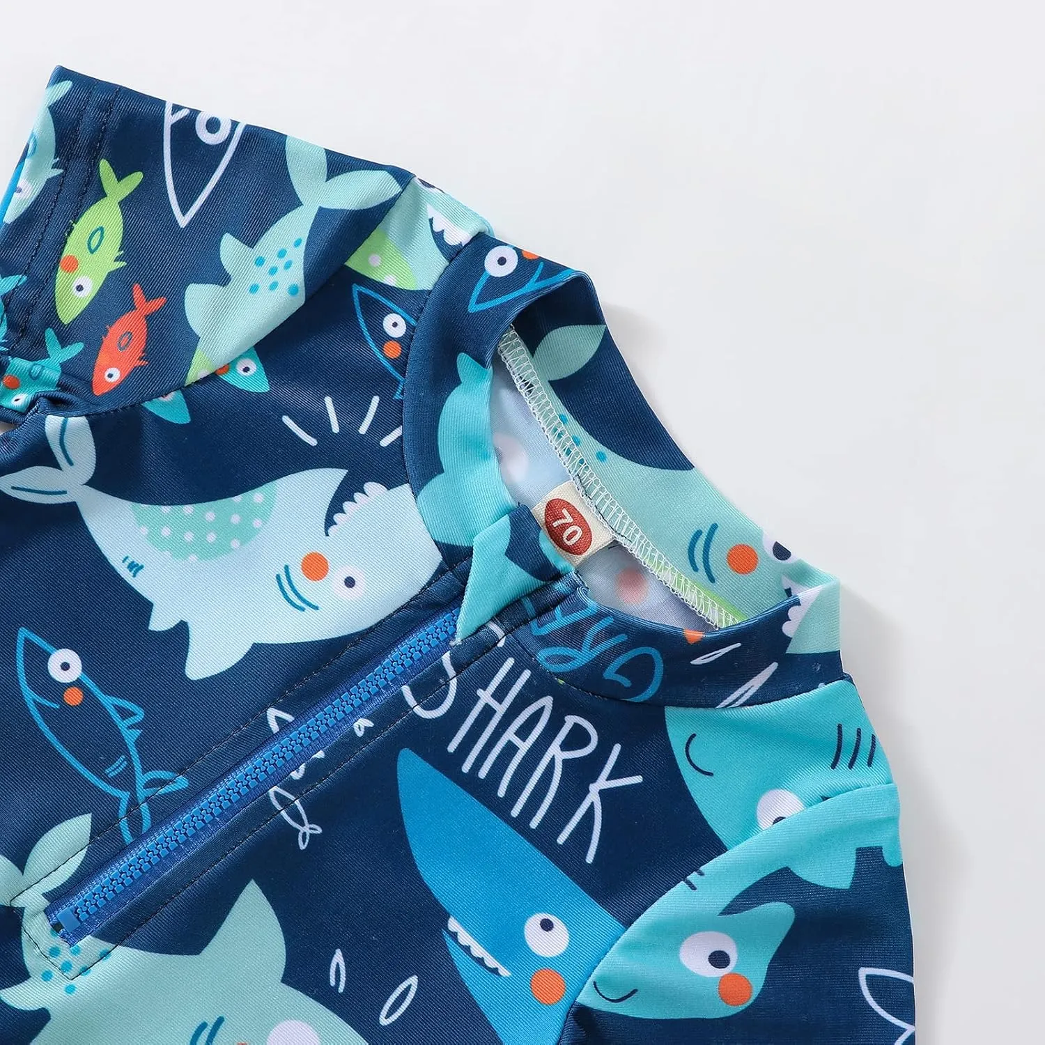 Toddler Infant Baby Boys Swimsuit One Piece Zipper Rash Guard Sea Animal Print Bathing Suit Swimwear
