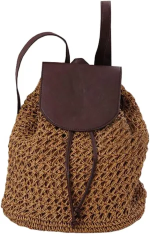 TONWHAR Paper String Woven Purse Straw Backpack for Beach