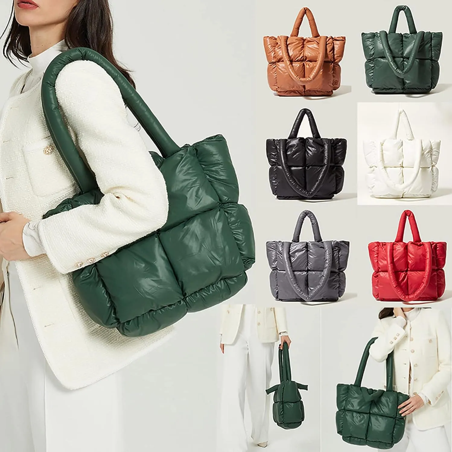 Tote Bag For Women Light Large Quilted Shoulder Bag Carryall Puffer Hobo Bag For Her Friends Travel College D