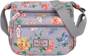 Tote Bag For Women Medium Floral Bag With Adjustable Shoulder Strap Nylon Crossbody Handbags For Shopping Travel Essential F
