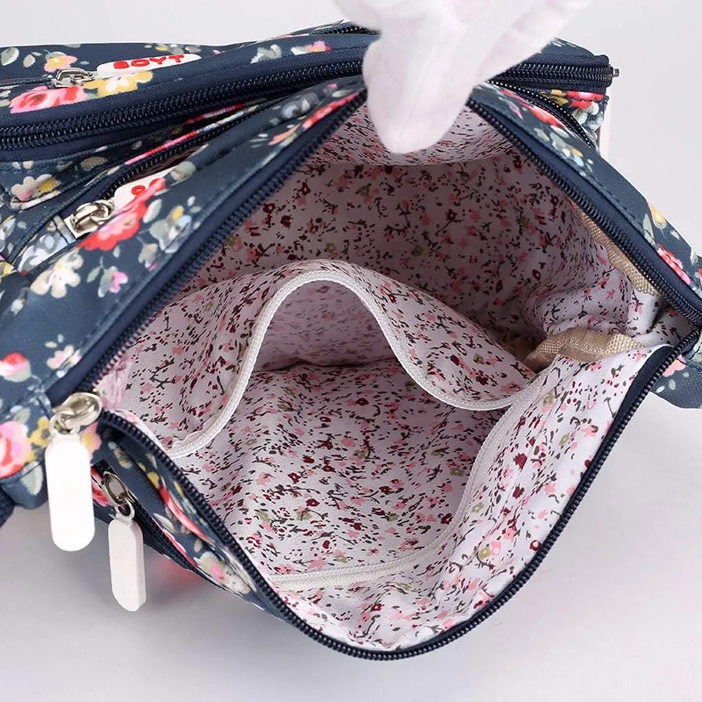 Tote Bag For Women Medium Floral Bag With Adjustable Shoulder Strap Nylon Crossbody Handbags For Shopping Travel Essential F