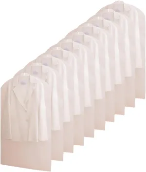 Translucent Garment Bags for Hanging Clothes,10 Pack Suit Garment Bag Clothes Cover for Coats, Jackets, Shirts Bottom Opening(60x140cm/24x55in)