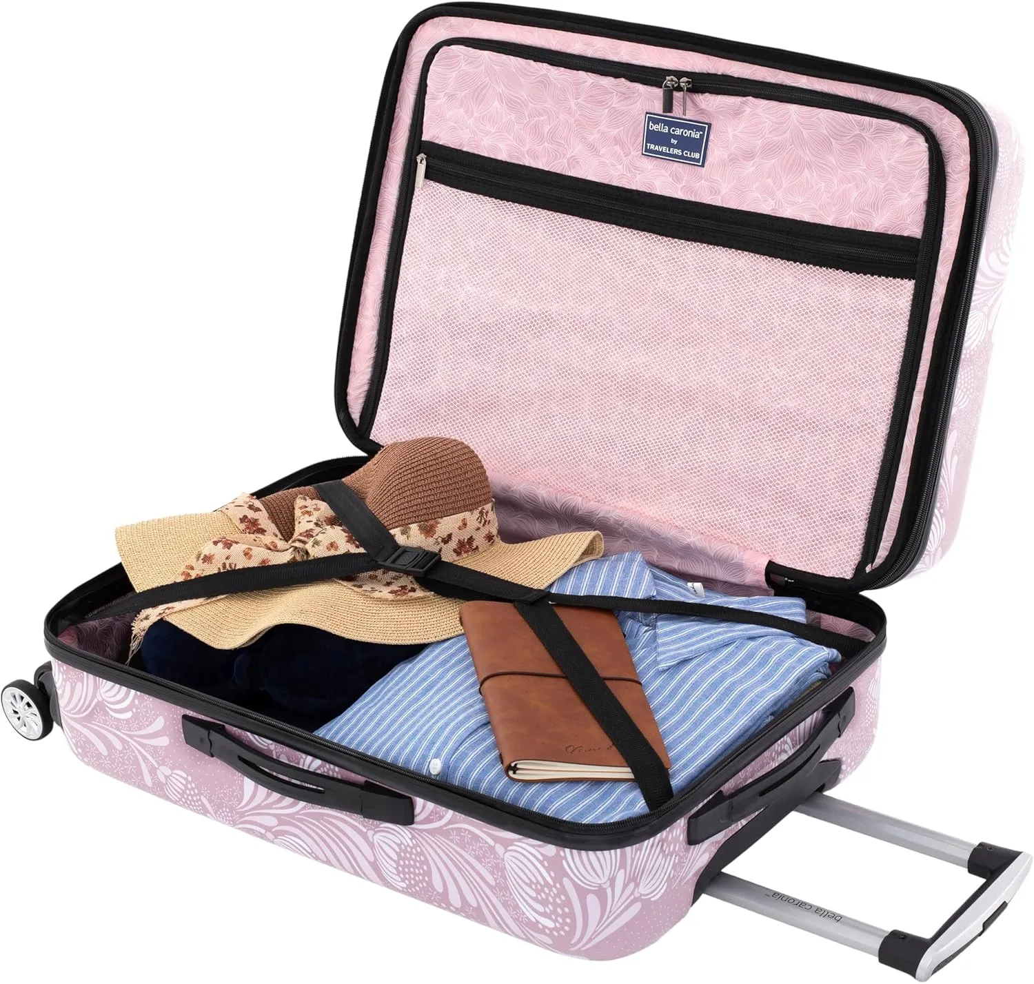 Travelers Club Bella Caronia Deluxe, 3, 7 Piece Luggage & Travel Accessories Set, Selva, 20" Carry-On