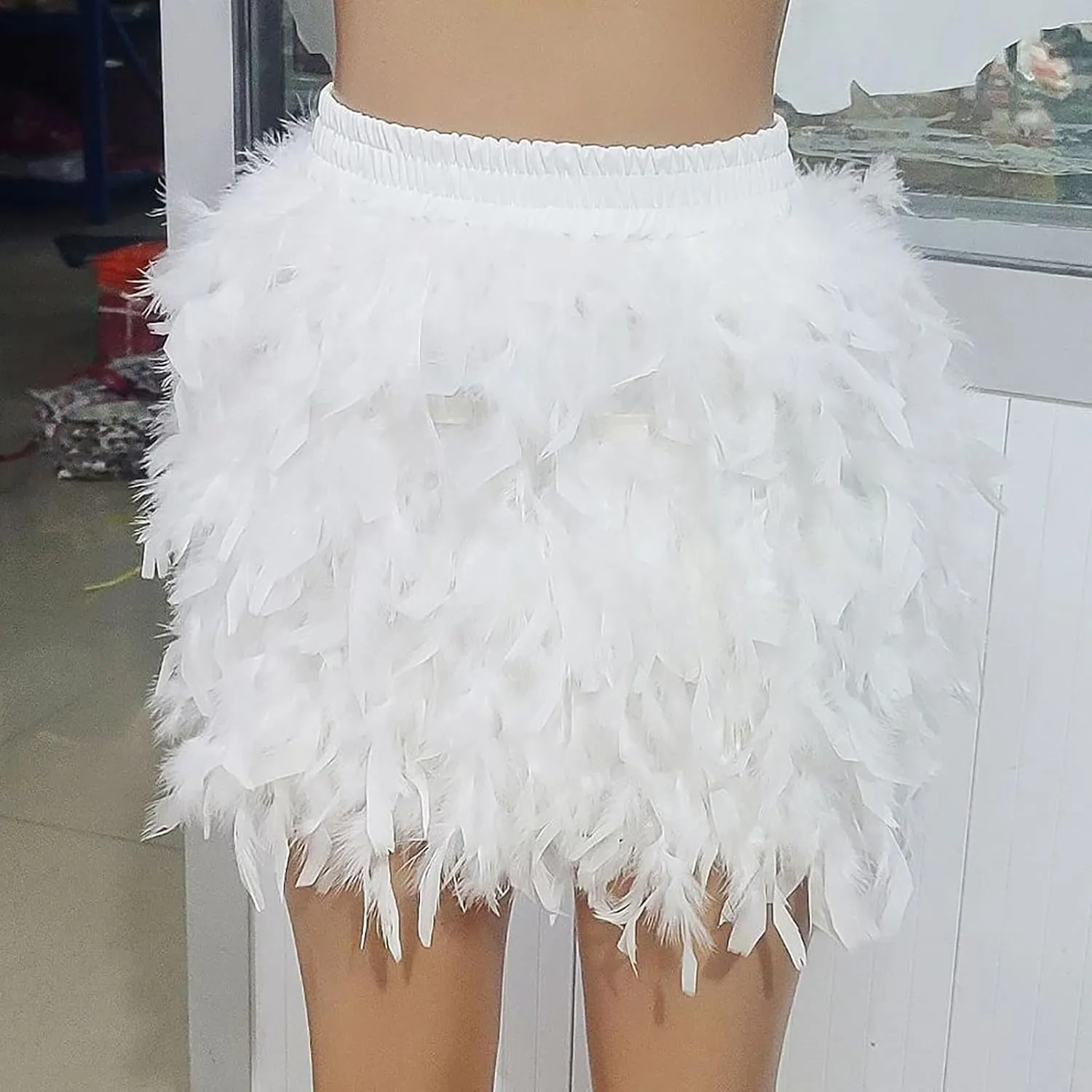 Trendy Skirts European and Women's Turkey Feather Skirt Short Skirt Half Skirt Sexy Skirt Short Suspender Dress