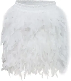 Trendy Skirts European and Women's Turkey Feather Skirt Short Skirt Half Skirt Sexy Skirt Short Suspender Dress