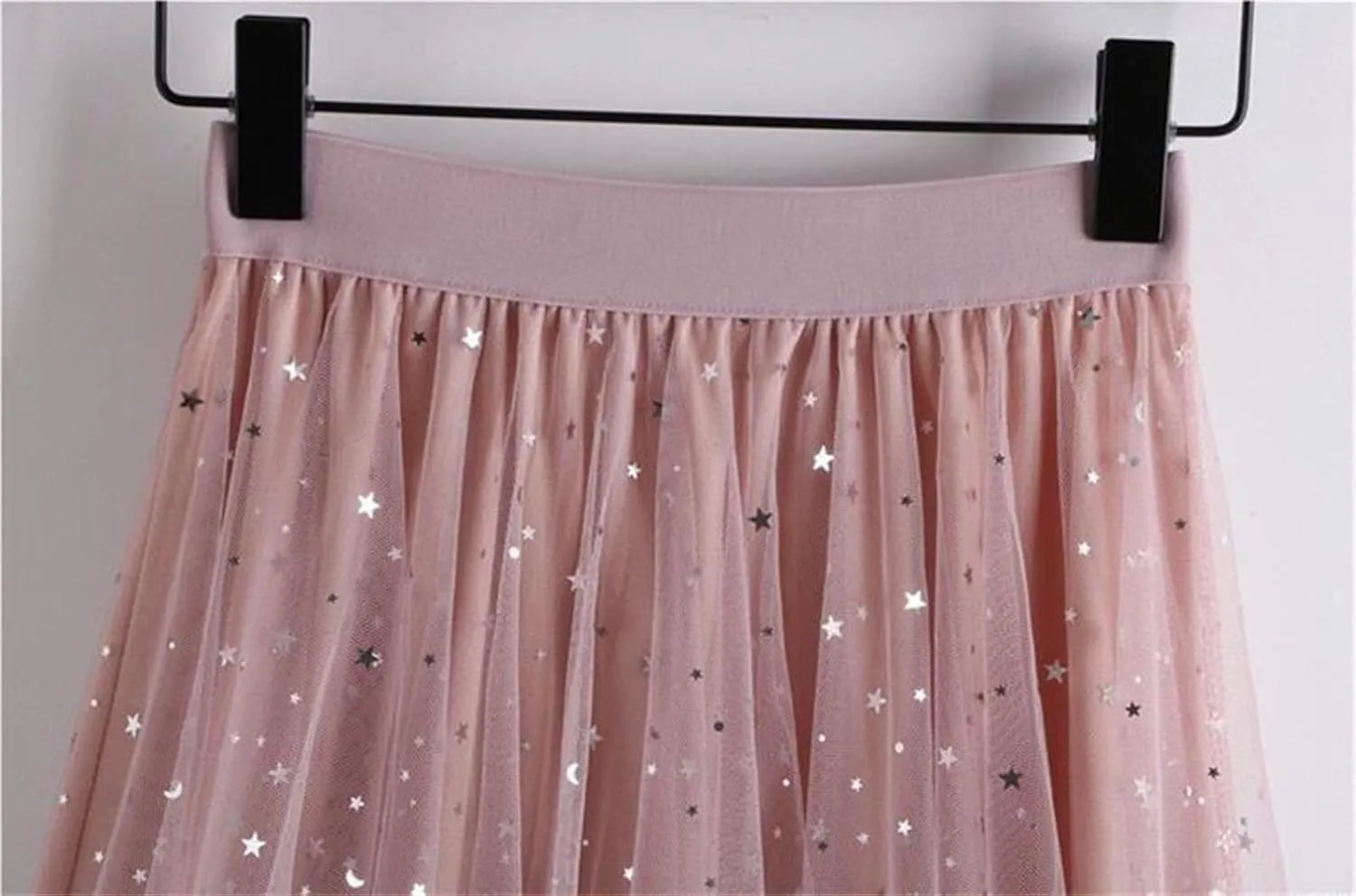 Tulle Midi Skirts for Women 2025 Summer Elastic High Waisted Sequin Asymmetrical Ruffle Tiered Skirt