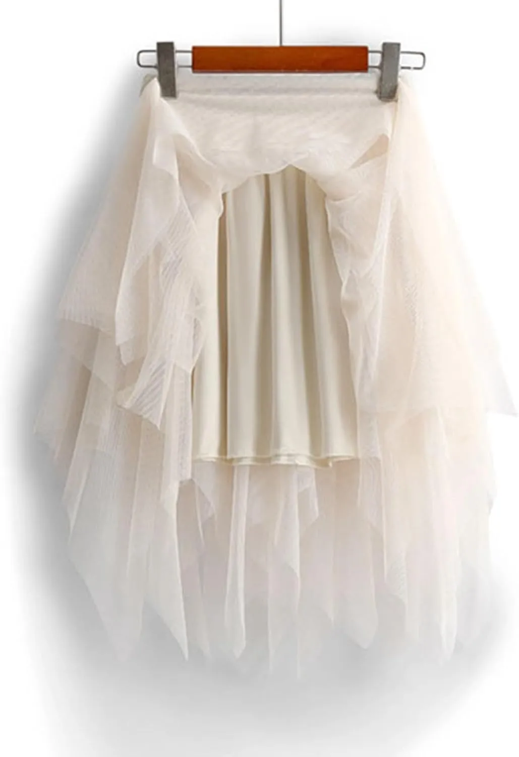 Tulle Skirts for Women Elastic Midi Skirt A-line Irregular Layered Mesh Tutu Skirts Pleated Skirts for Women