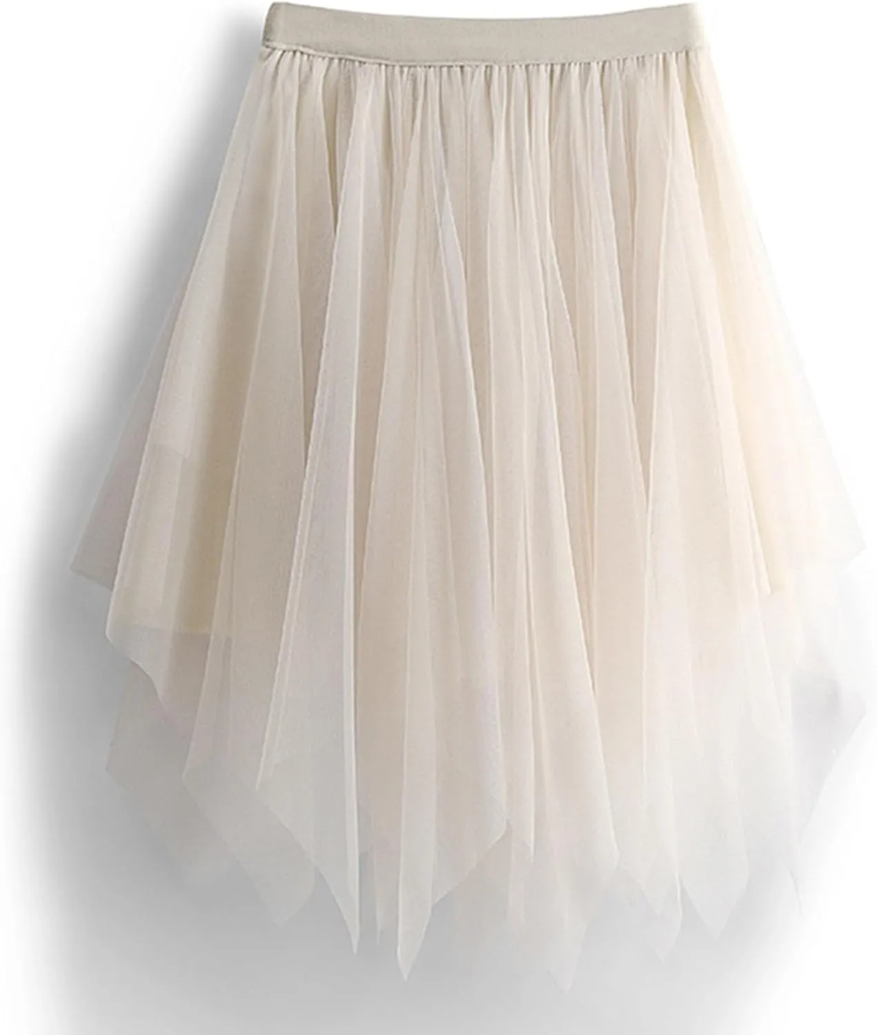 Tulle Skirts for Women Elastic Midi Skirt A-line Irregular Layered Mesh Tutu Skirts Pleated Skirts for Women