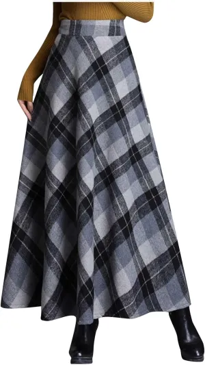 Tweed Skirt for Women High Waisted Pleated A-Line Skirts Stretch Classic Trending Flare Skirts Cute Elegant Skirt