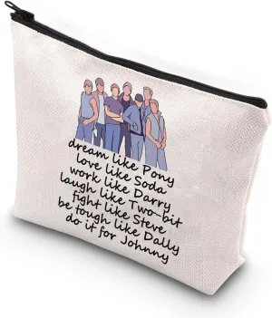 VAMSII 80s Crime Movie Makeup Bag Book Lovers Zipper Pouch Dream Like Pony Do It for Johnny Gifts for Gen X (Dream Like Pony)