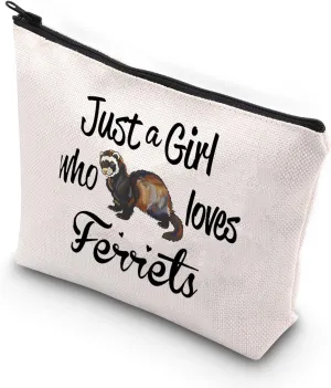 VAMSII just a Girl who Loves Ferrets Cosmetic Bag Ferret Gifts for Ferret Lovers Zipper Pouch Ferret Owner Gift (Ferret Bag)