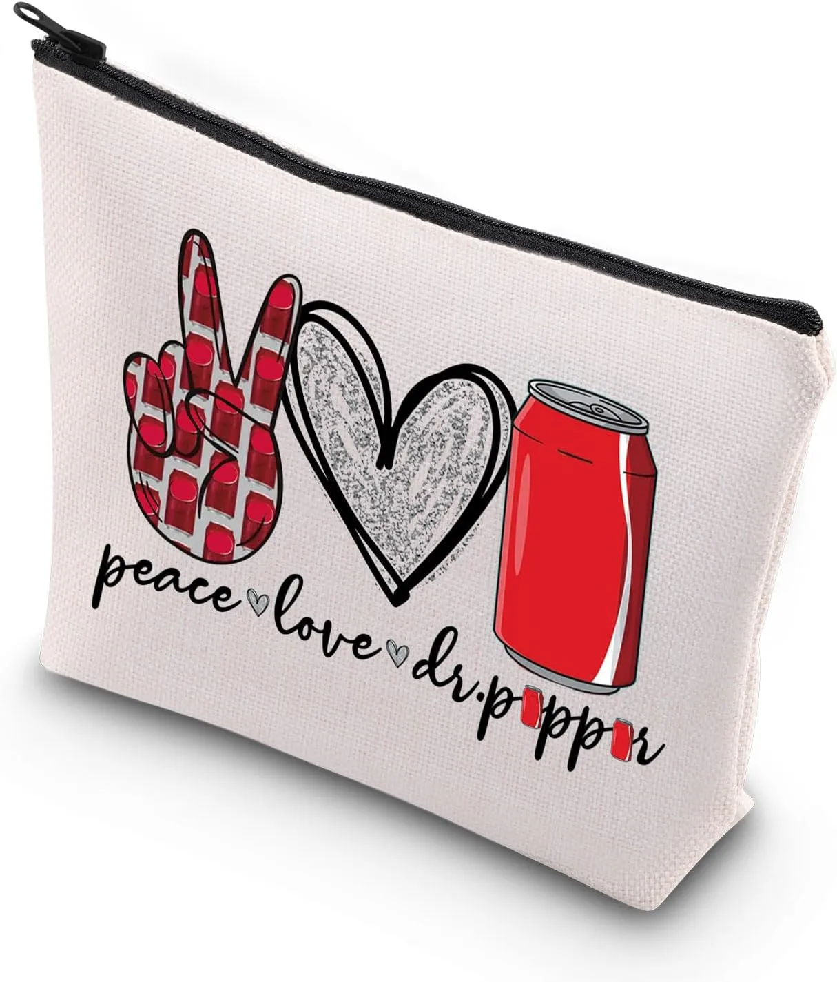 VAMSLL Pepper Themed Gift Soda Social Club Gift Soda Addict Gift Dr Zipper Pouch Makeup Bag (Love Pepper)