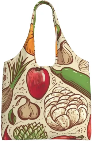 Vegetable Fruit Canvas Tote Bag Aesthetic Large Shoulder Bags Reusable Shopping Bags for Women Grocery Bag Purse