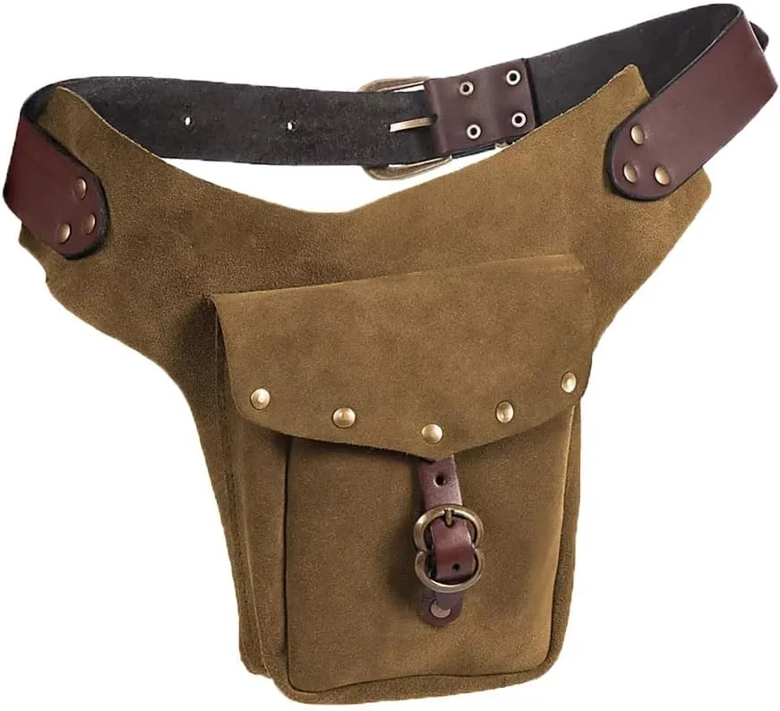 Viking Waist Bag Medieval Retro PU Leather Belt Pouch Renaissance Adjustable Hip Bag for Cosplay Accessories