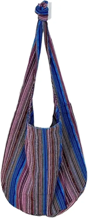 Vintage Bohemian Chic Canvas Shoulder Bag Ethnic Style Large Capacity Handbag Soft Tote Bag Casual Crossbody Bag Female Daily