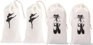VOSAREA 4Pcs Ballet Dance Shoe Drawstring Storage for Pointe for Travel Storage Ballet Accessories Bag