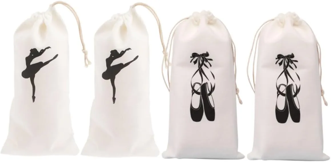 VOSAREA 4Pcs Ballet Dance Shoe Drawstring Storage for Pointe for Travel Storage Ballet Accessories Bag