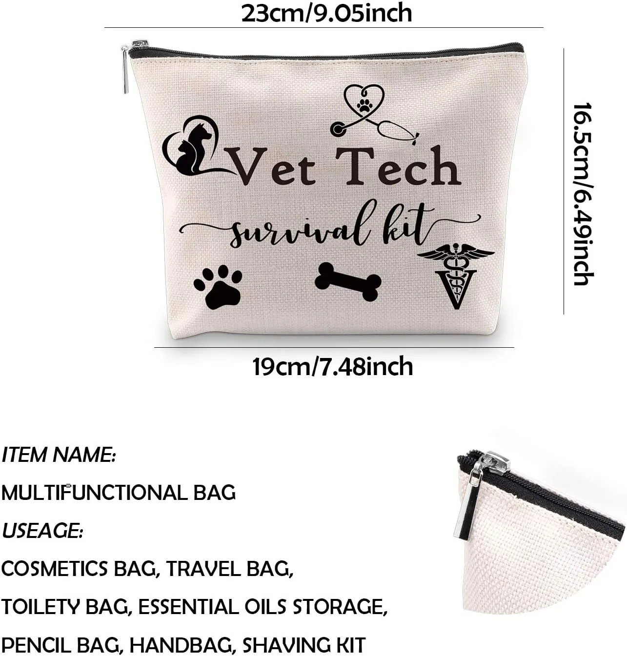 WCGXKO Veterinary Technician Gift Vet Tech Survival Kit Portable Travel Accessories Toiletry Bag Makeup Bag