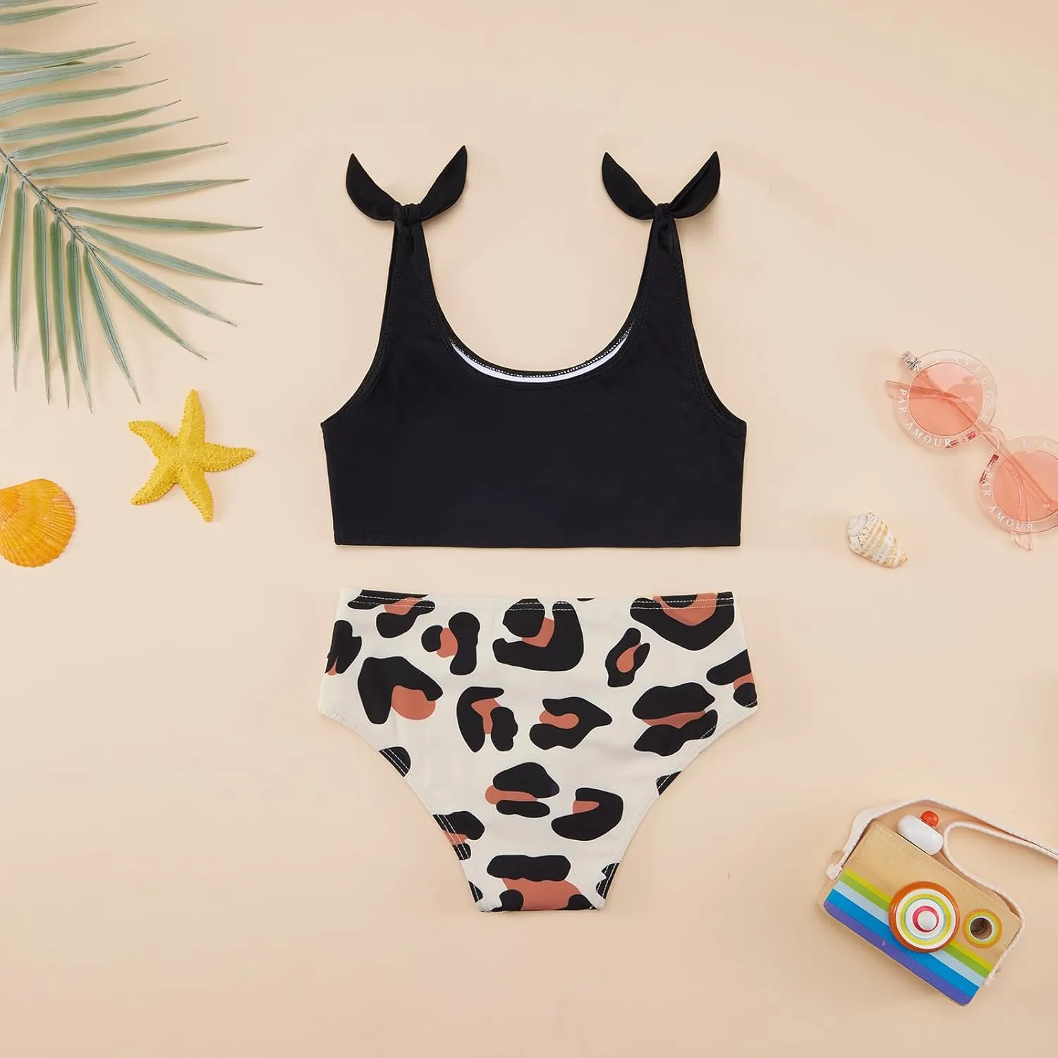 Weixinbuy Toddler Girls Swimsuits Bowknot Bikini Set Bathing Suit Swimwear for Girls 2-12 Years