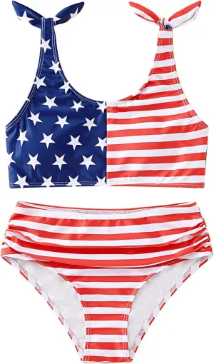 Weixinbuy Toddler Girls Swimsuits Bowknot Bikini Set Bathing Suit Swimwear for Girls 2-12 Years