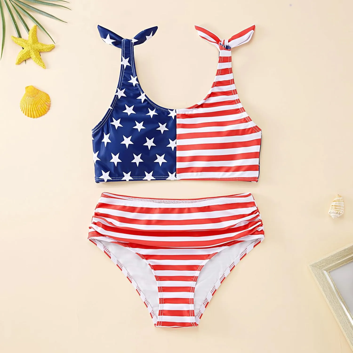 Weixinbuy Toddler Girls Swimsuits Bowknot Bikini Set Bathing Suit Swimwear for Girls 2-12 Years