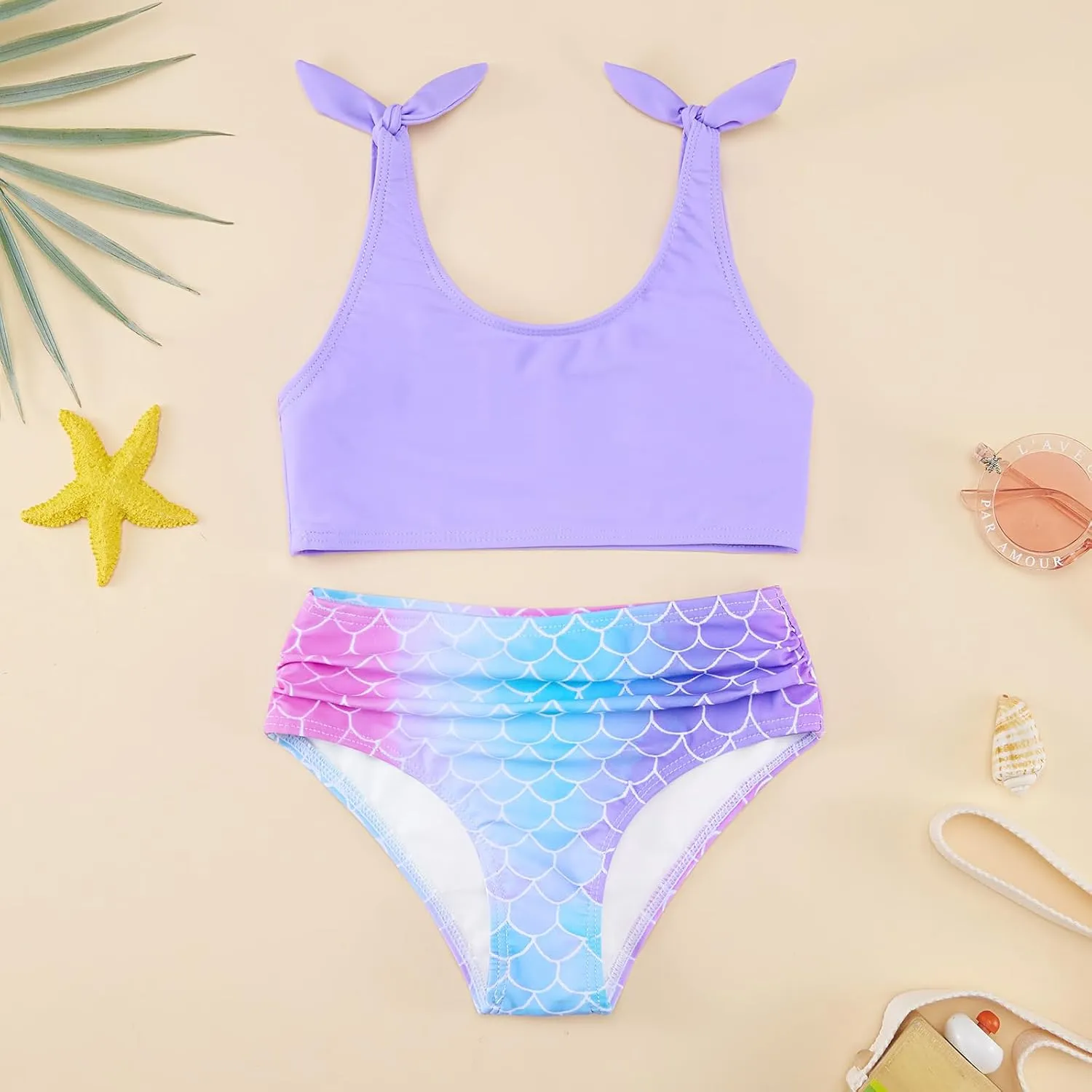 Weixinbuy Toddler Girls Swimsuits Bowknot Bikini Set Bathing Suit Swimwear for Girls 2-12 Years