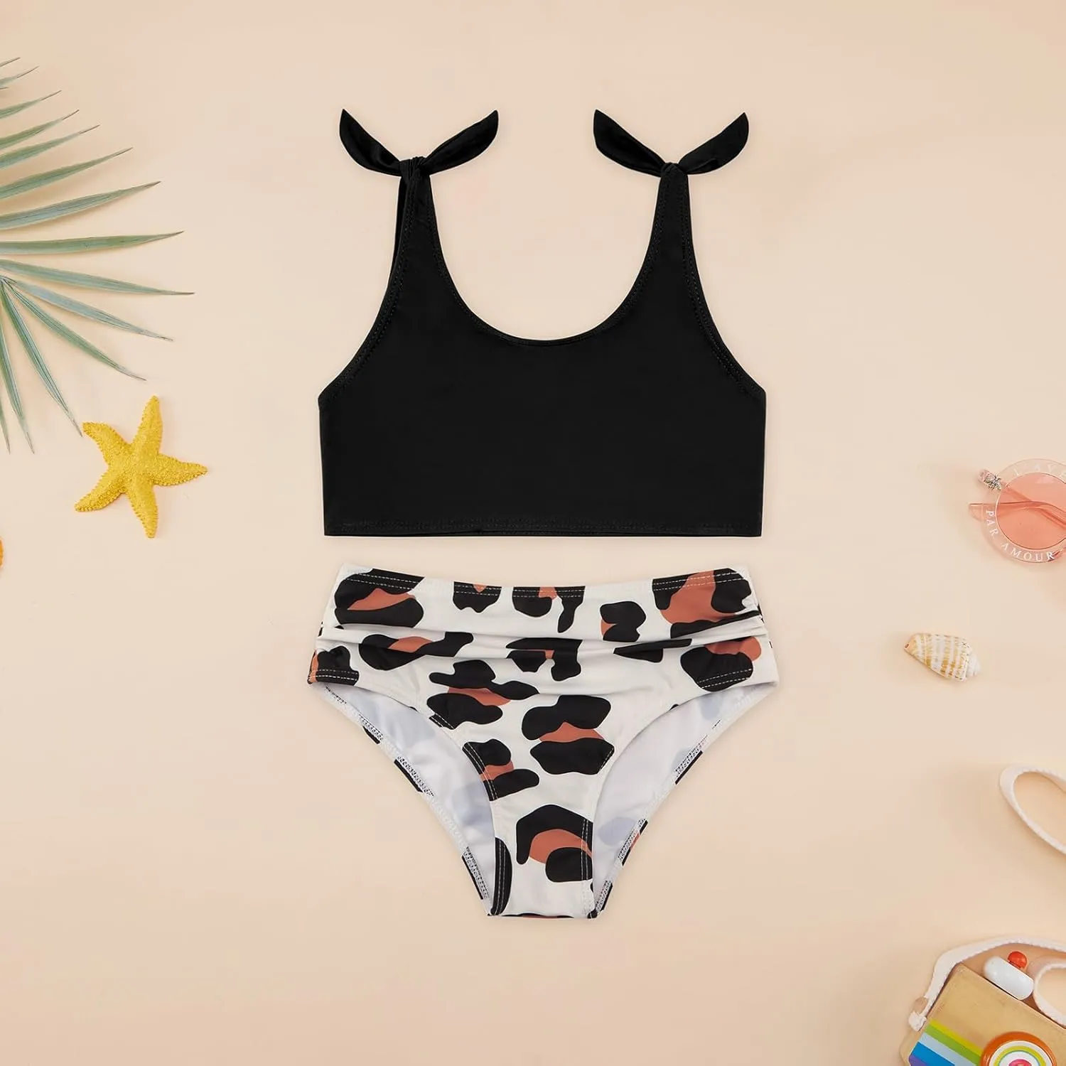 Weixinbuy Toddler Girls Swimsuits Bowknot Bikini Set Bathing Suit Swimwear for Girls 2-12 Years