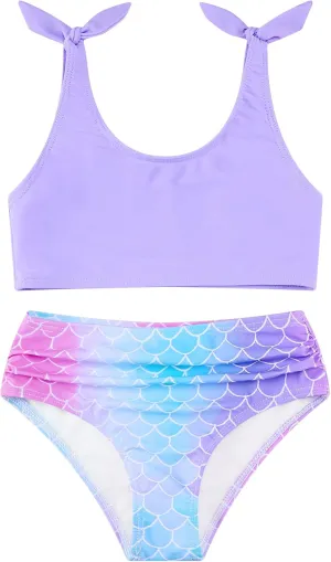 Weixinbuy Toddler Girls Swimsuits Bowknot Bikini Set Bathing Suit Swimwear for Girls 2-12 Years