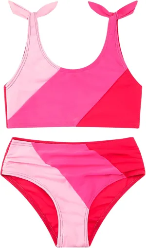 Weixinbuy Toddler Girls Swimsuits Bowknot Bikini Set Bathing Suit Swimwear for Girls 2-12 Years