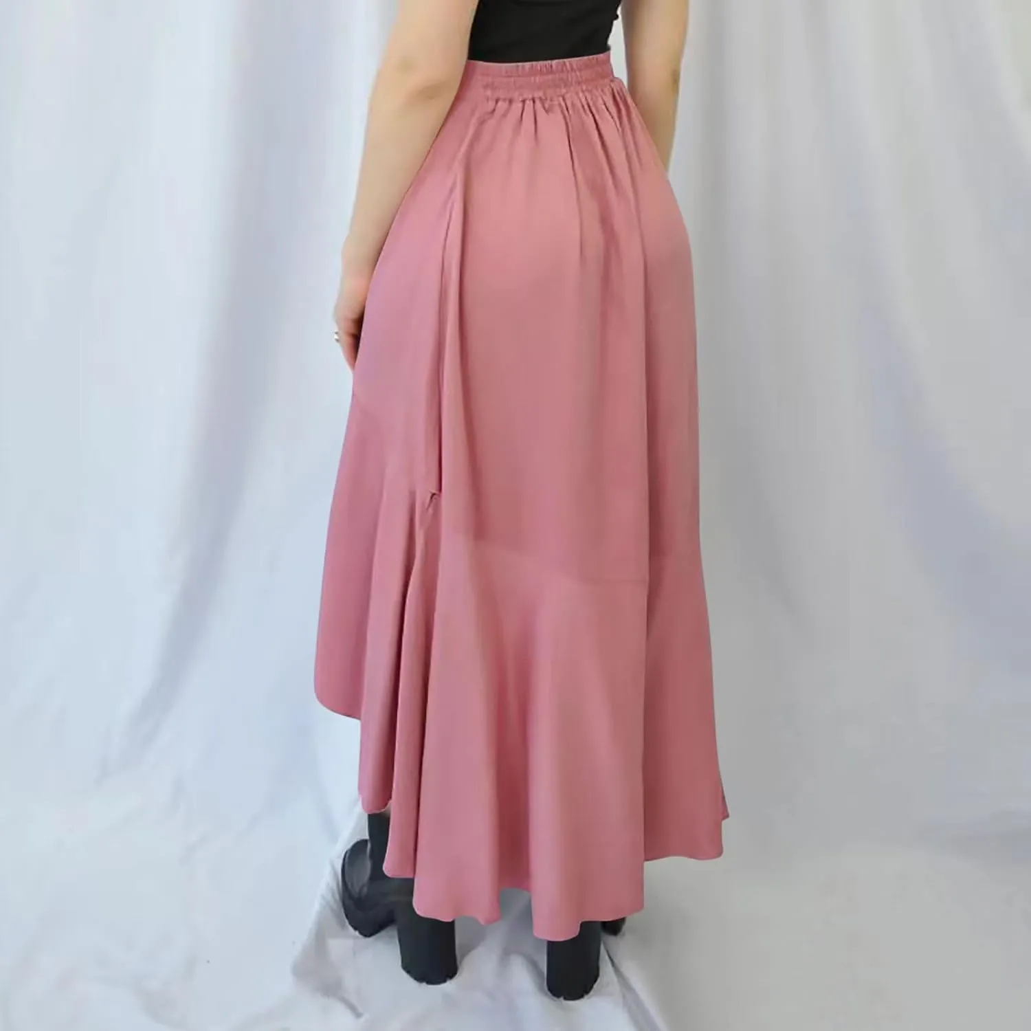 Western Skirts for Women Midi Ruffle Summer Skirt High Waisted Wrap Flowy Skirts High-Low A Line Gothic Skirts