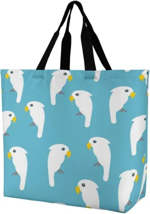 White Cockatoo Birds Women's Shoulder Shopping Bags Foldable Tote Bag Large Capacity Handbag for Work Travel