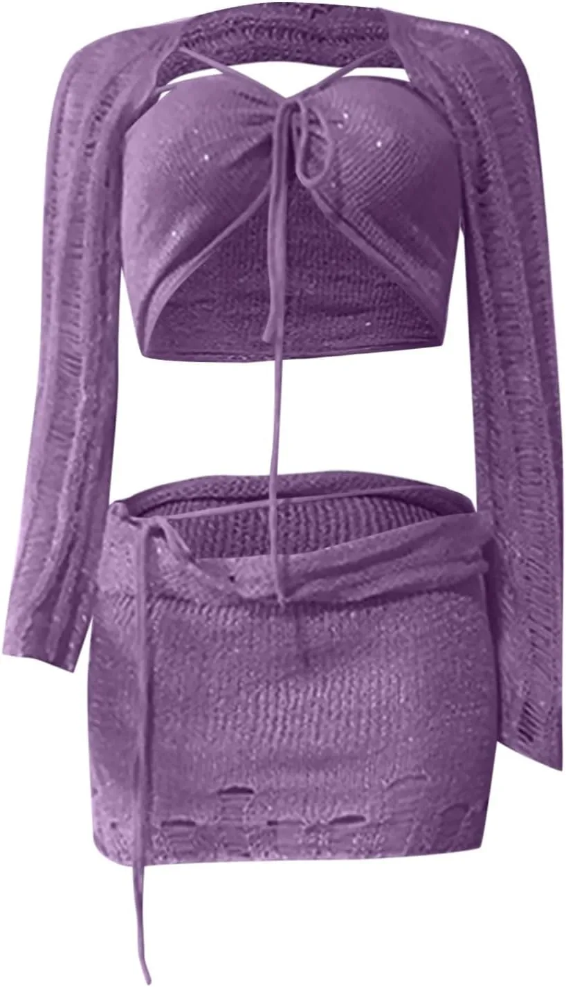 Women Beach Matching Top Skirts Swimwear Kimono Cover Up Sets for Women Swimwear Sets