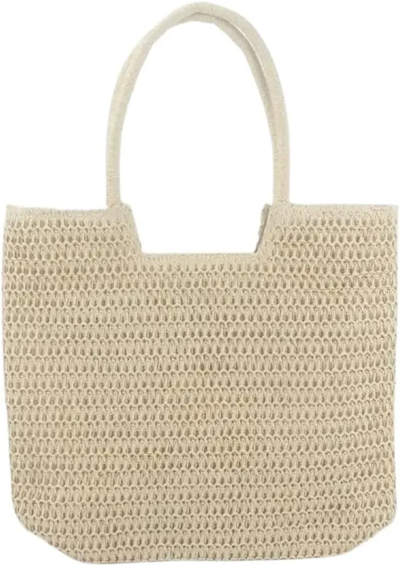 Women Beach Vintage Handmade Woven Shoulder Bag Retro Straw Shopping