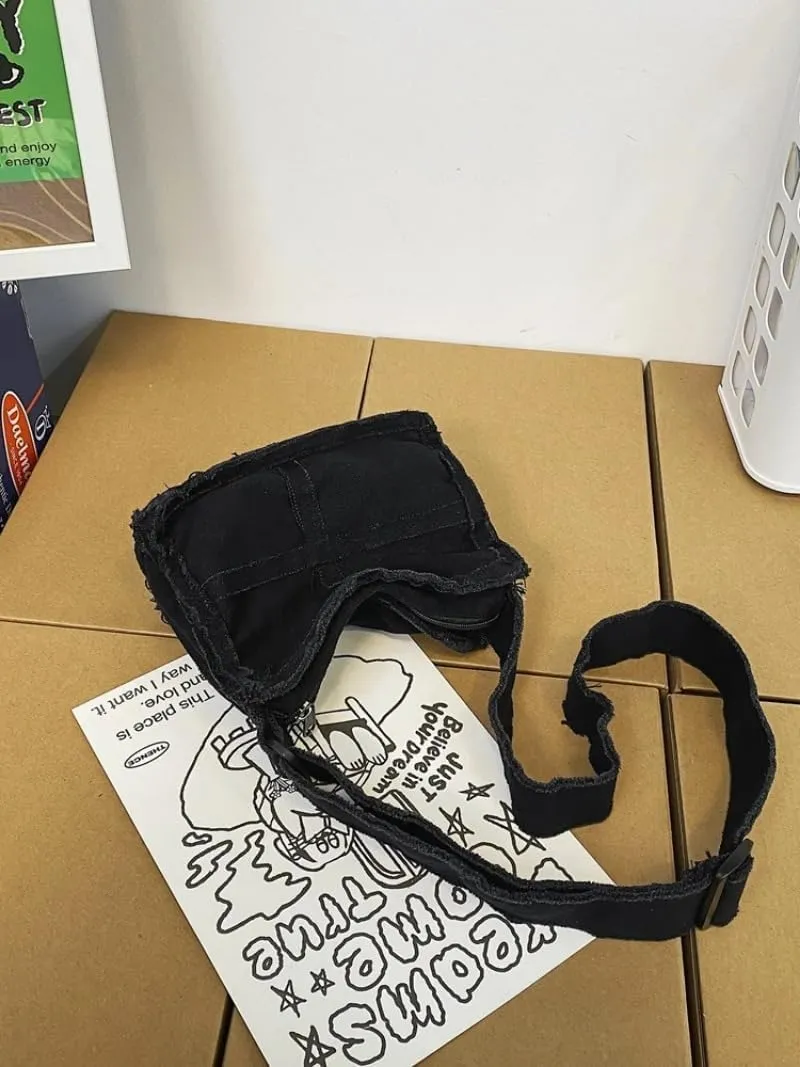 Women Canvas Shoulder Bag Vintage Small Messenger Retro Crossbody Bags Cute Zipper Purse Aesthetic Tote Bags