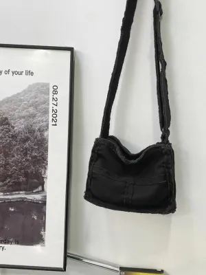 Women Canvas Shoulder Bag Vintage Small Messenger Retro Crossbody Bags Cute Zipper Purse Aesthetic Tote Bags