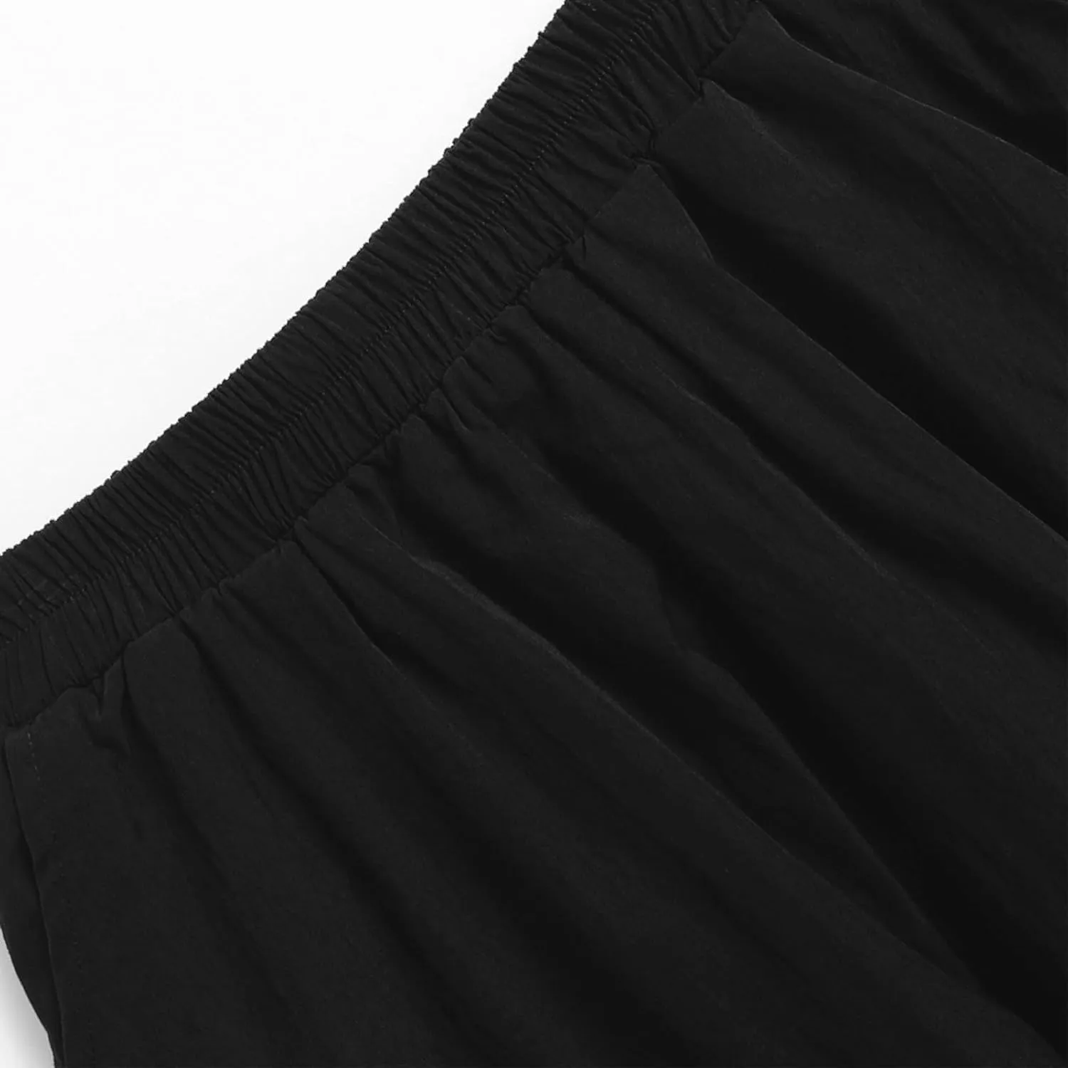 Women Casual Midi Skirts 2025 Summer Trendy Solid Color Elastic Waist Flowy A-Line Versatile Skirt with Pocket