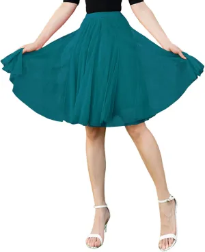 Women Midi Skirts Dressy High Knee Length Skirt Pleated Skirt Dancing Womens High Waist A Line Skirt for Summer