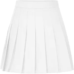 Women Pleated Skirt High Waisted Athletic Golf Tennis Skorts with Shorts Solid Color Fashion Prom Homecoming Skirts
