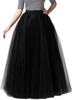 Women's A-Line High Waisted Midi Skirt Skirts for Women Pleated Princess Mesh Women Skirt Dancing Skirt Circle