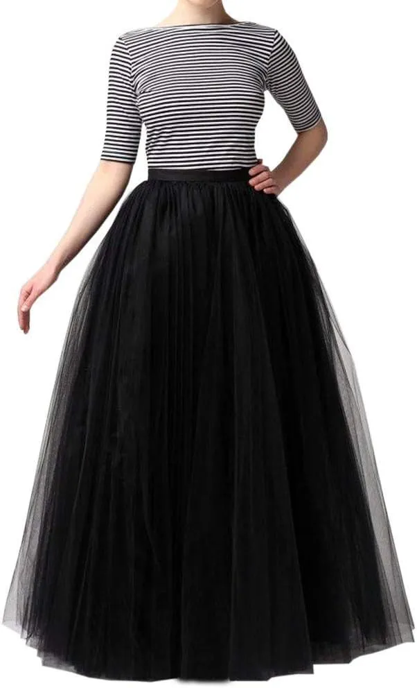 Women's A-Line High Waisted Midi Skirt Skirts for Women Pleated Princess Mesh Women Skirt Dancing Skirt Circle