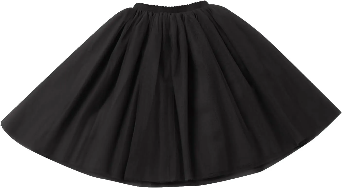Women's A-Line High Waisted Midi Skirt Women's Tulle Skirt Short Gown Ballet Dance Dress Evening Skirt Pleated