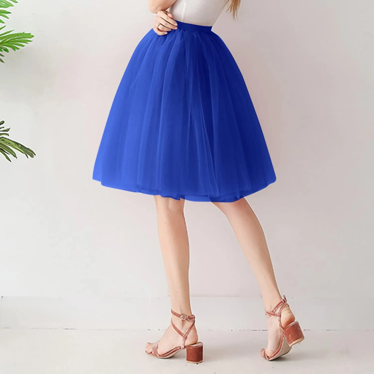 Women's A-Line High Waisted Midi Skirt Women's Tulle Skirt Short Gown Ballet Dance Dress Evening Skirt Pleated
