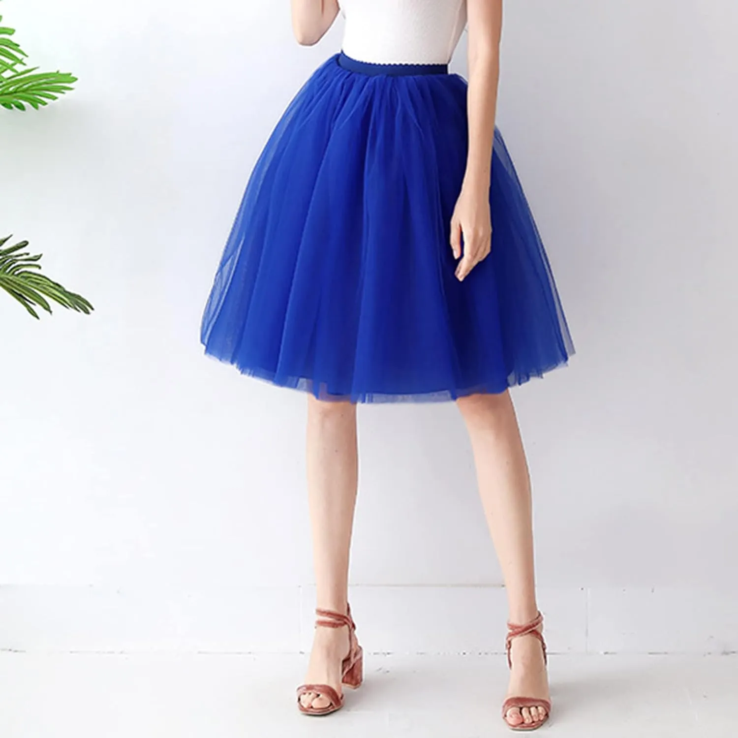Women's A-Line High Waisted Midi Skirt Women's Tulle Skirt Short Gown Ballet Dance Dress Evening Skirt Pleated