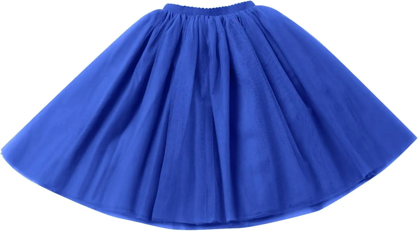 Women's A-Line High Waisted Midi Skirt Women's Tulle Skirt Short Gown Ballet Dance Dress Evening Skirt Pleated