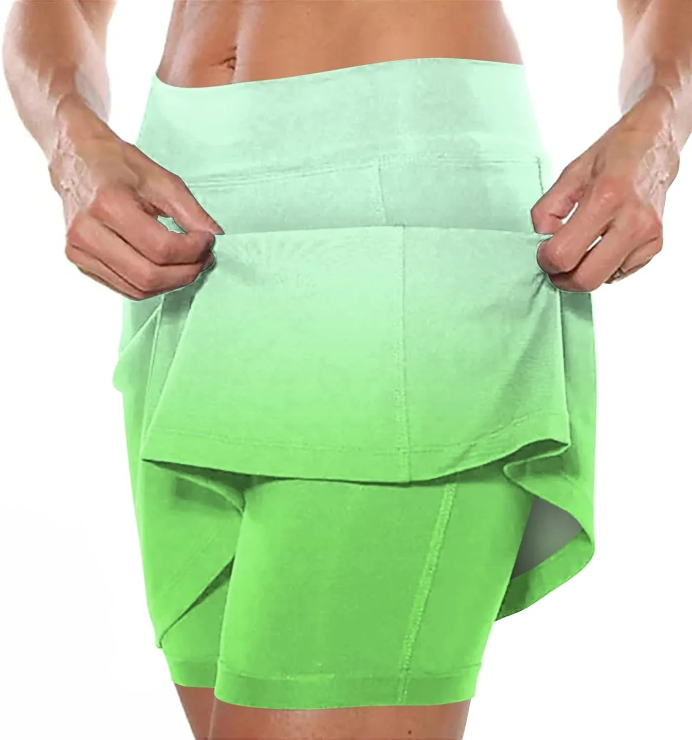Womens Activewear Pleated Tennis Skirts Fade Pattern Printed Culottes Skinny Mid Waisted Workout Summer Casual Skirt