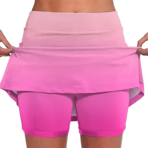 Womens Activewear Pleated Tennis Skirts Fade Pattern Printed Culottes Skinny Mid Waisted Workout Summer Casual Skirt