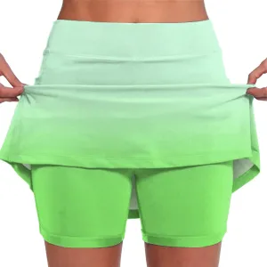 Womens Activewear Pleated Tennis Skirts Fade Pattern Printed Culottes Skinny Mid Waisted Workout Summer Casual Skirt