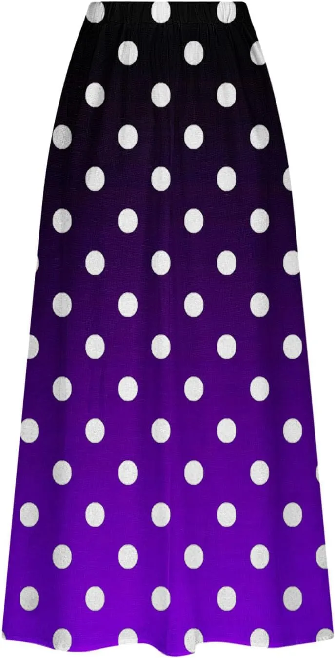 Womens Casual 2024 Printed Skirts Soft High Elastic Waisted Skirt Leisure Summer Pleated Midi Skirts with Pockets
